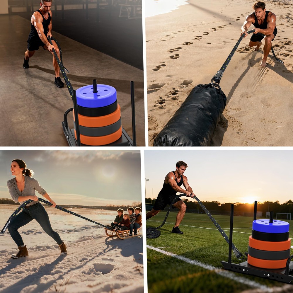 Brobantle Weight Sled Pulling Rope 15FT, Trainer Physical Training Strength R...