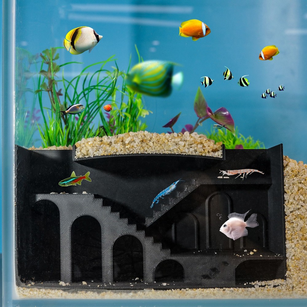 PLA 3D Print Rectangular Maze Underground Fish Tunnel Cave Aquarium Fish Decor