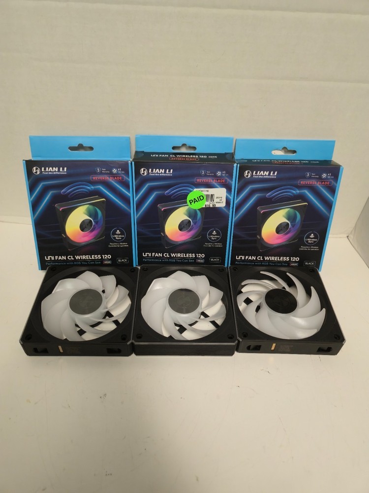 Untested Lian Li CL Wireless 120 Reverse Blade - Black - 3 Pack