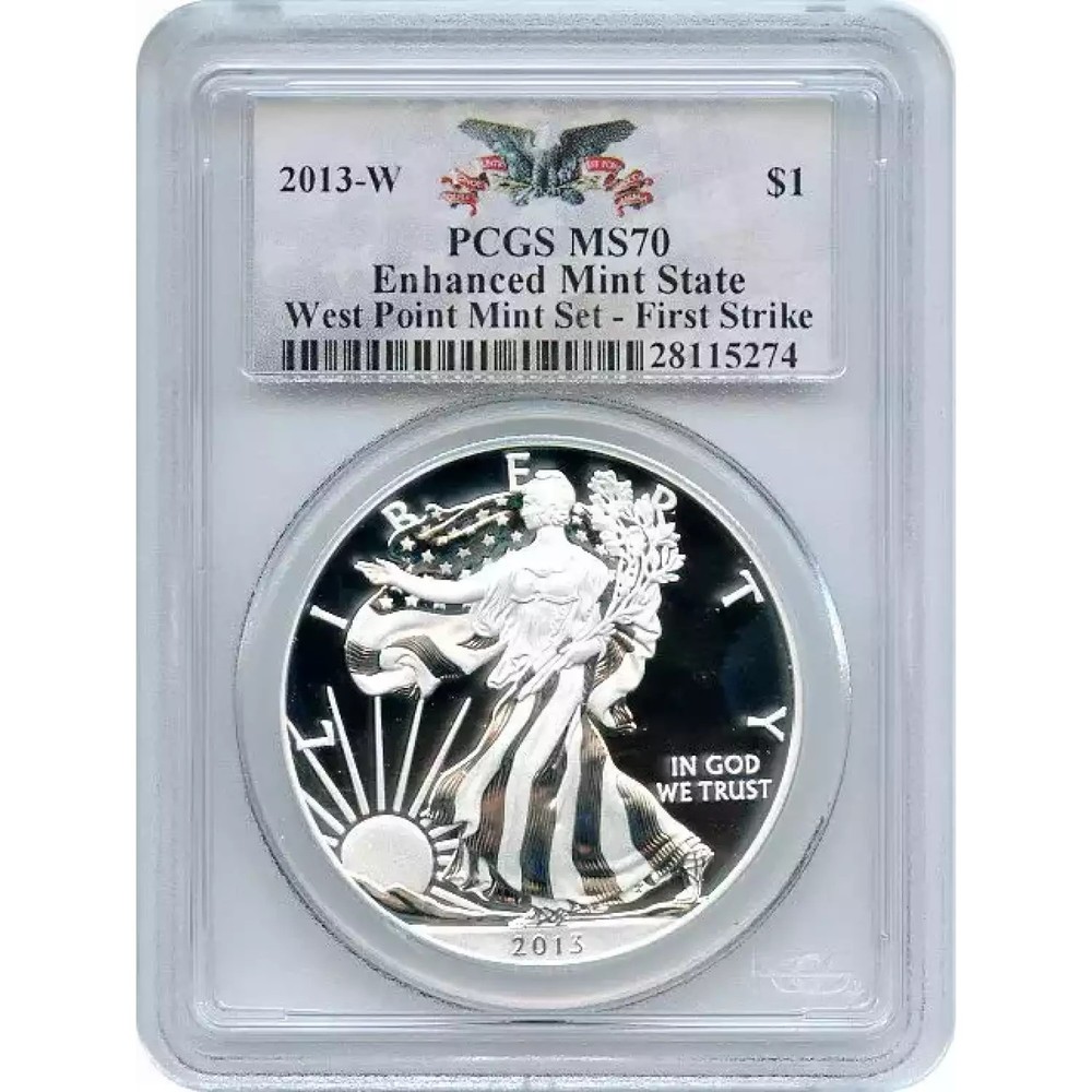 2013-W WEST POINT MINT SET SILVER EAGLE PCGS FIRST STRIKE ENHANCED MS70! TONED*