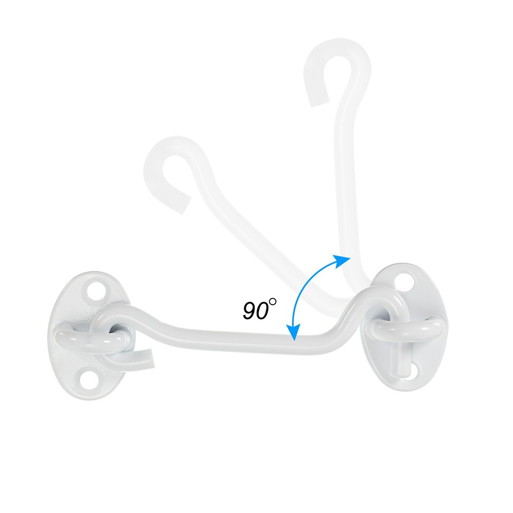 2Pcs 4" Hook Eye Latch, Privacy Hook and Eye Latch Gate Latch Lock, White