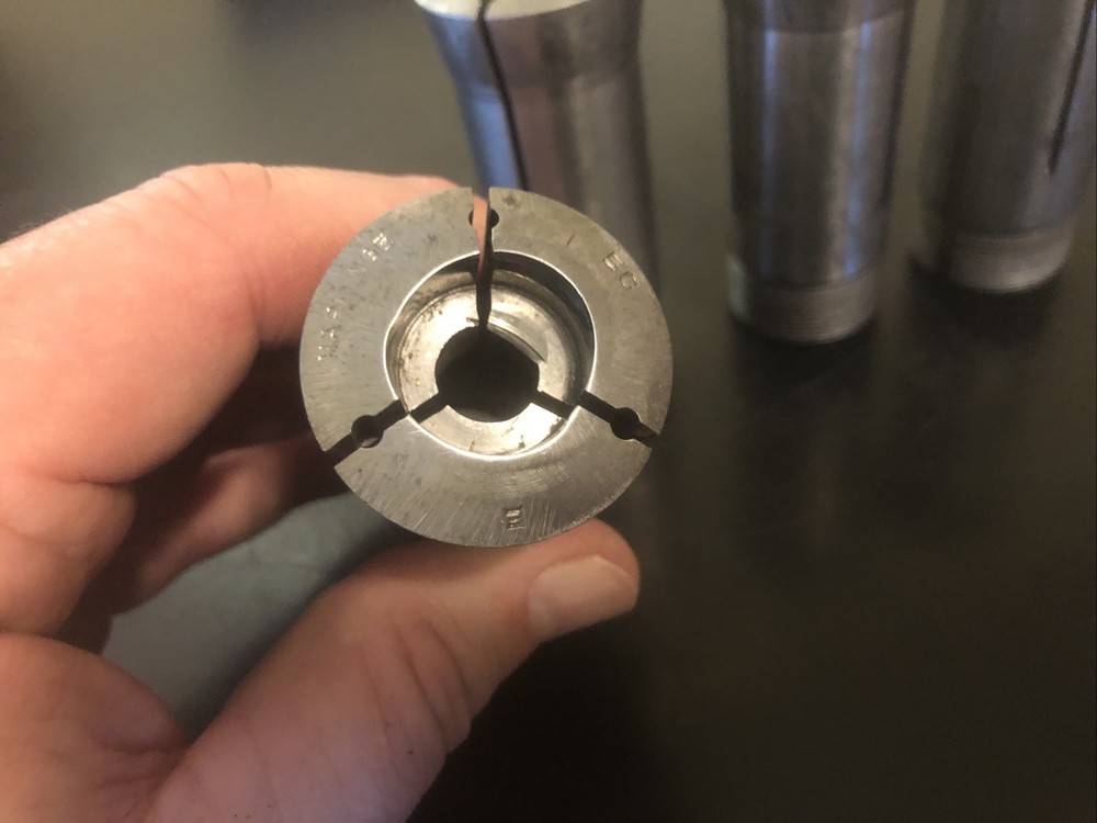 4 Hardinge "Emergency" Collets E2, E, E2, E1 used condition internal threads