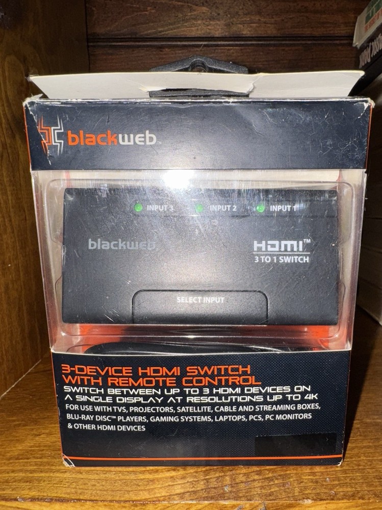 blackweb 3-Device HDMI Switch Supports 4K With Remote Control HDMI Output
