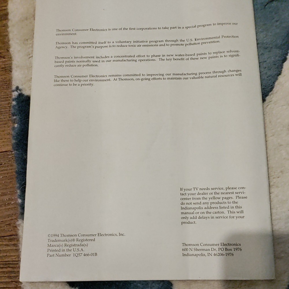 Color Tv RCA Users Guide 1994 & Connection Guide 1994