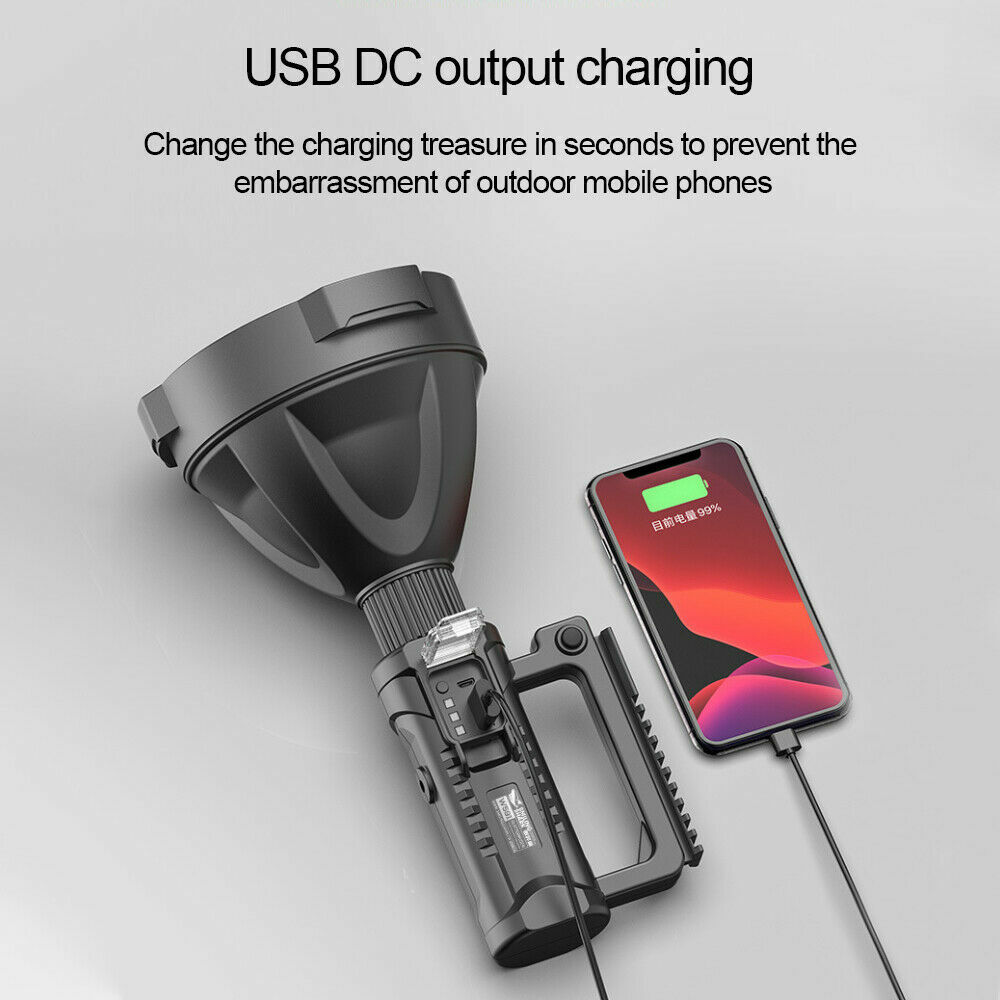 Most Powerful P70 LED Flashlight Torch USB Rechargeable Searchlight Work Light