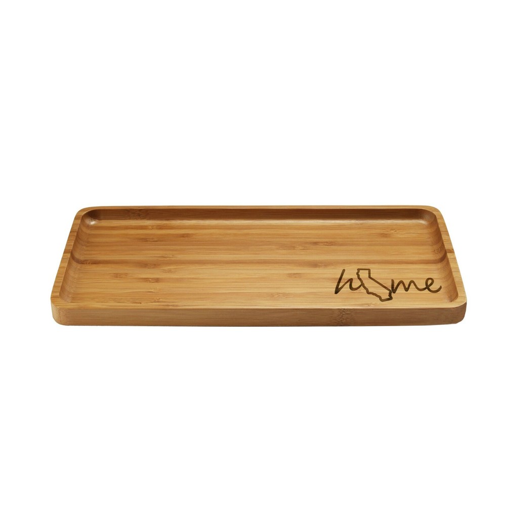 Engraved Bamboo Serving Tray Home w/ State - Style 1