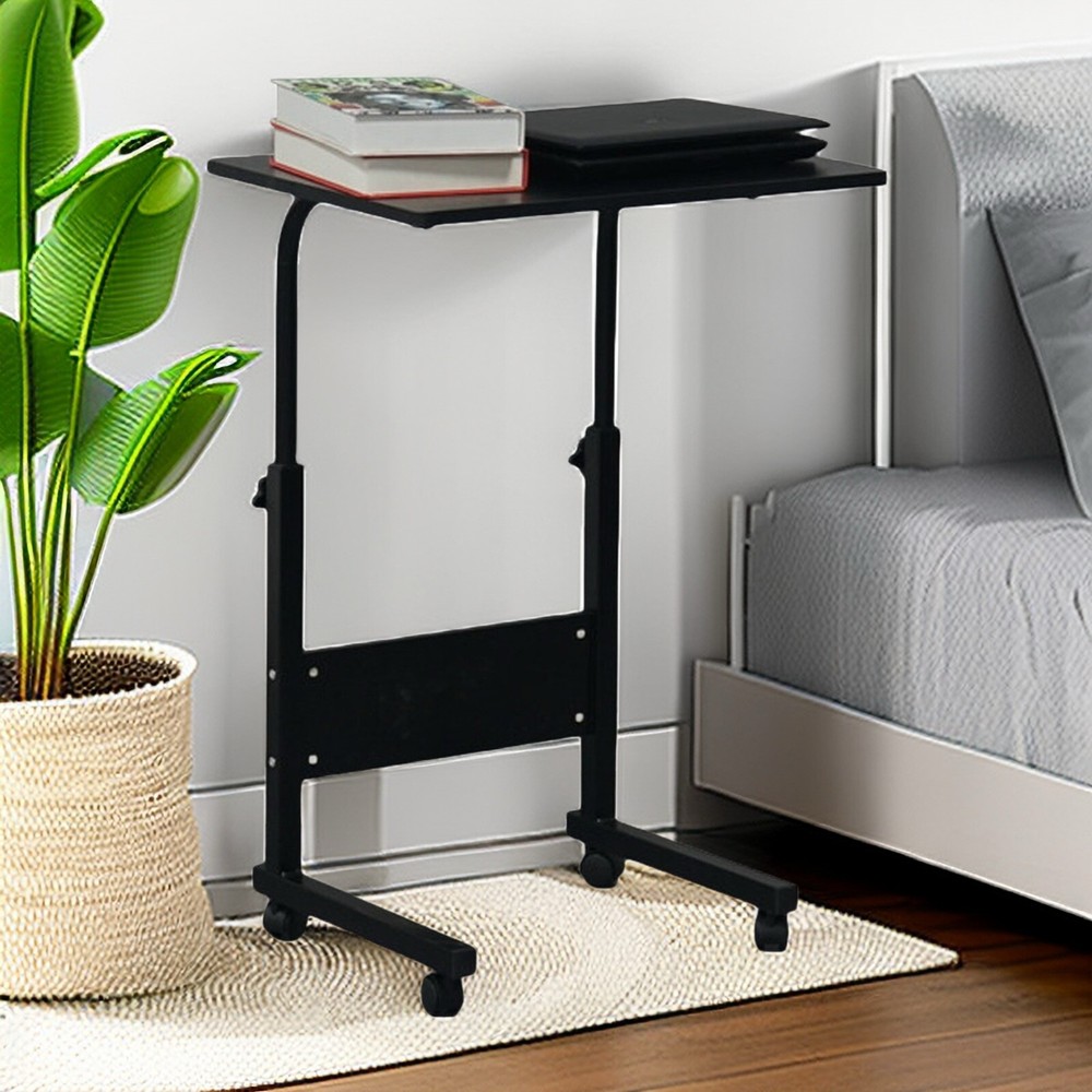 Rolling Laptop Desk - Adjustable Height Black 23.62" Tabletop Portable