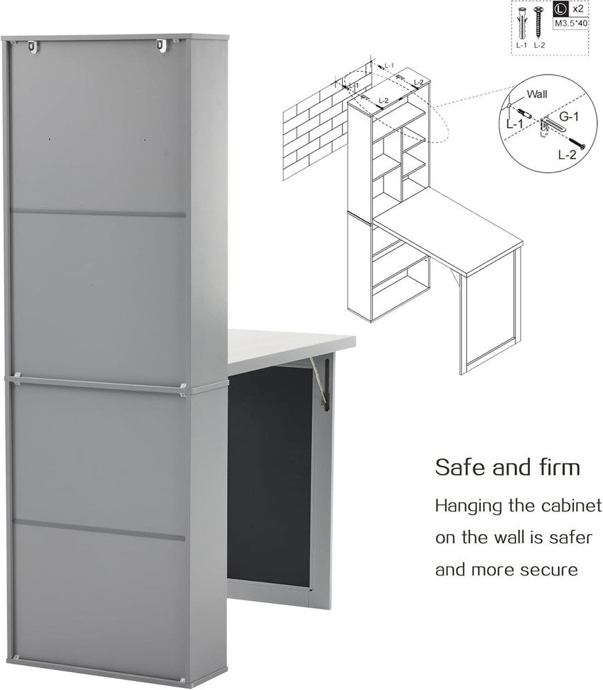 Folding Desk with Storage,Foldable Convertible Writing Table with Blackboard and