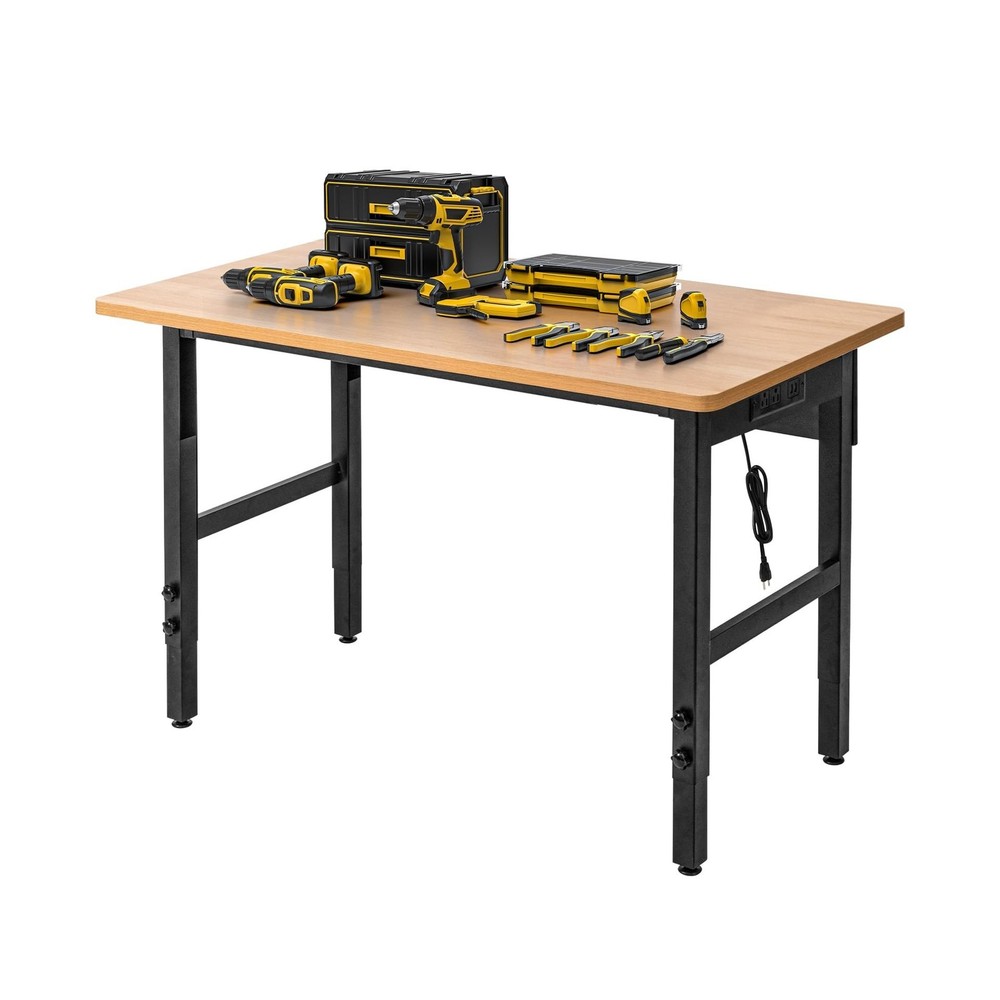 48" Adjustable Workbench with Power Outlets, Work Table for Garage, 2000 LBS ...