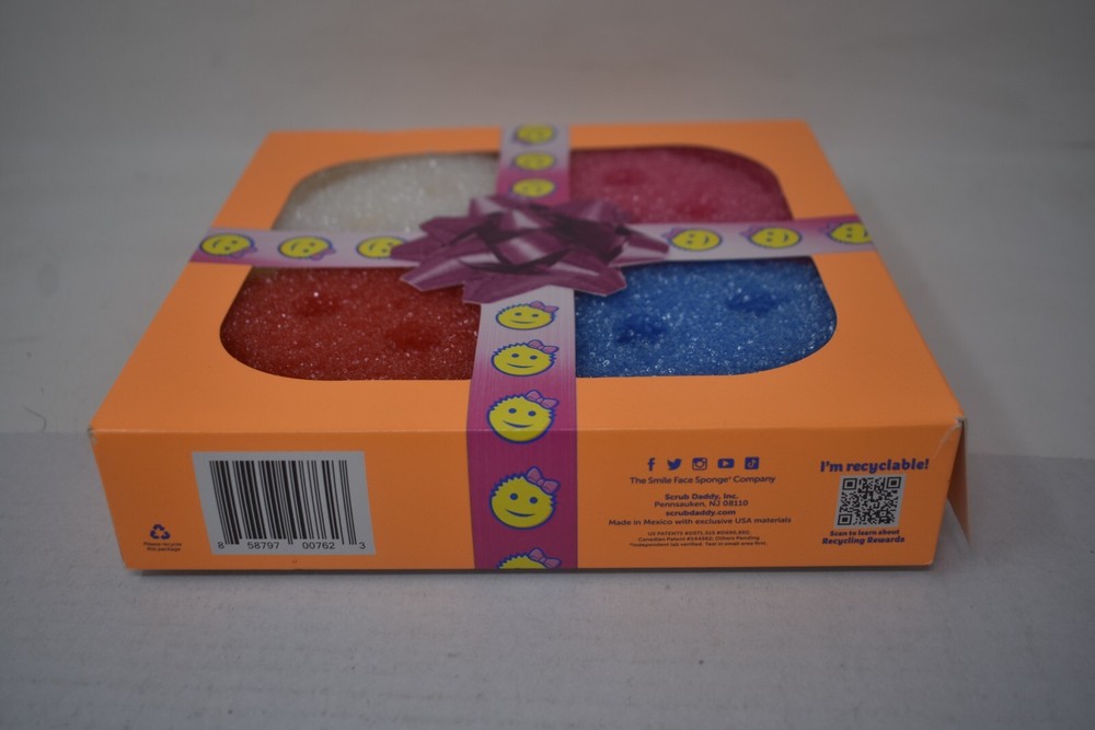 4 Pack Scrub Mommy Dual Two Sided Sponge and Scrubber Multi Task Happy Face