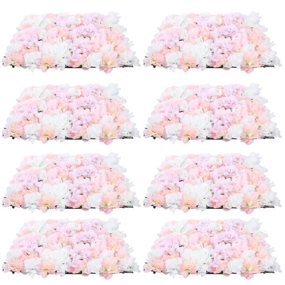 Artificial Flower Wall Panel Backdrop Wedding Party Venue Background Decor 8Pcs