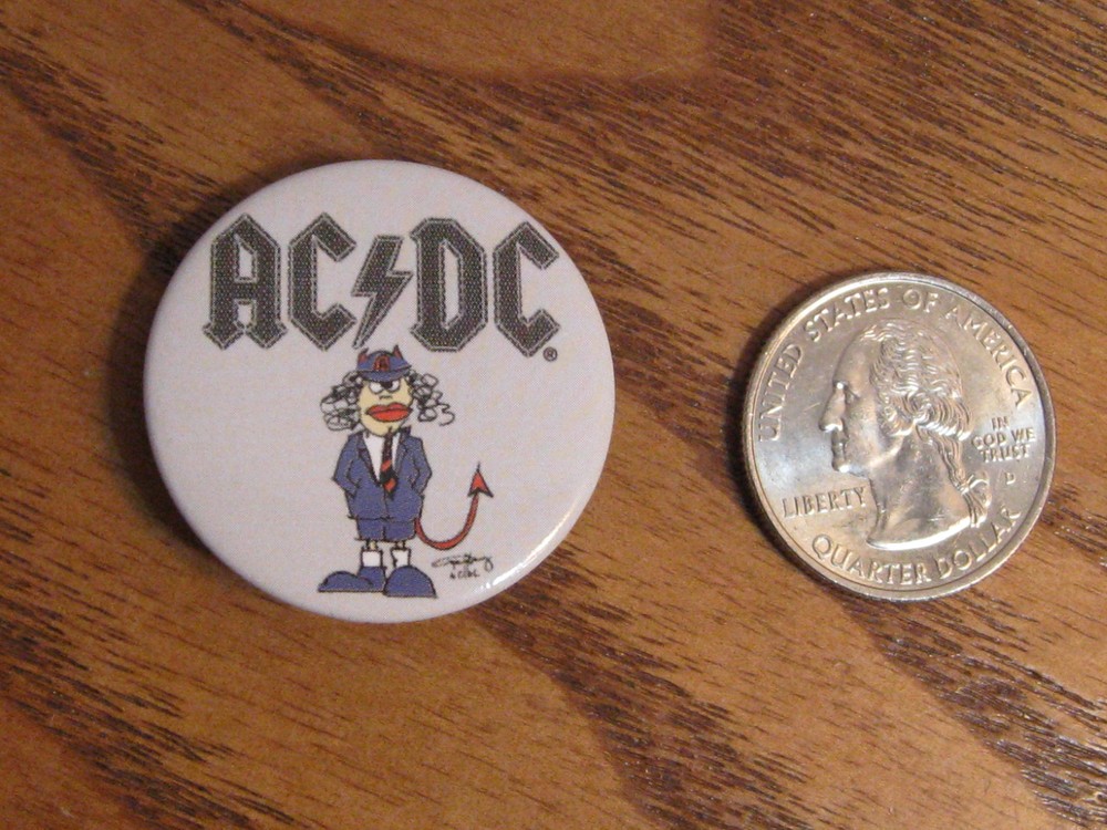 AC/DC Button - Pinback - White w/ Character - 2001