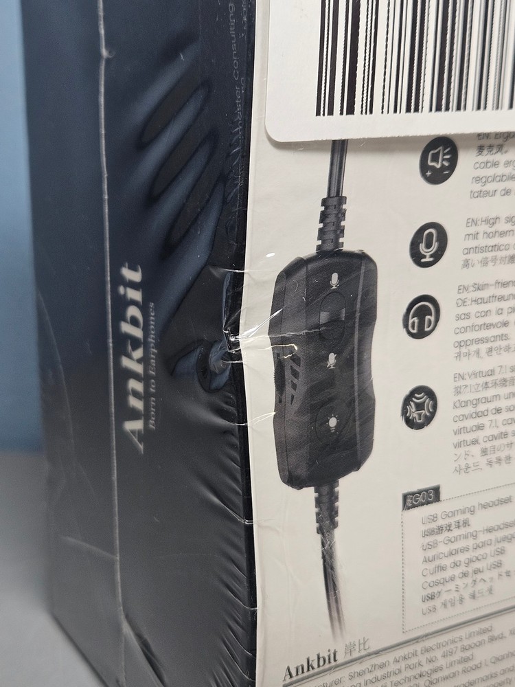 Ankbit EG03 USB Wired Gaming Headset with Microphone - Black - New & Sealed!