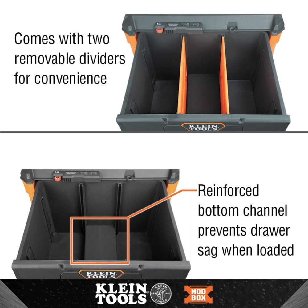 Klein Tools 54821MB MODbox 1-Drawer Tool Box Organizer, Heavy-Duty Deep Drawe...