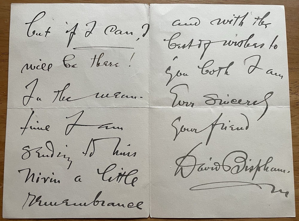 Baritone David Bispham Autograph Letter