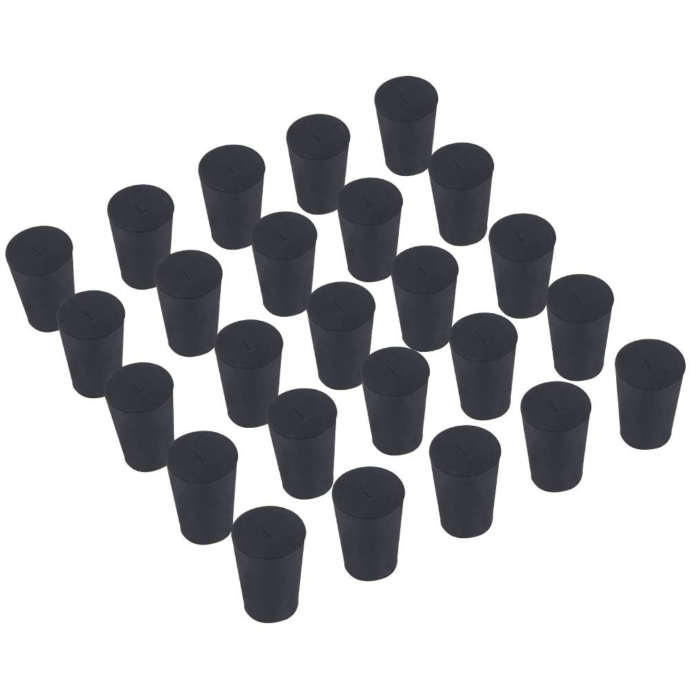 25-Pack (Same Size) Solid Rubber Stoppers - Size #1-19mm (0.74in) x 14mm (0.5...