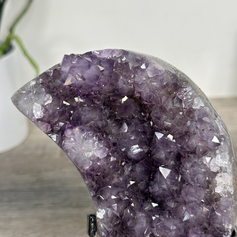 Amethyst Moon Shape Crystal Cluster on Stand. MWS2576