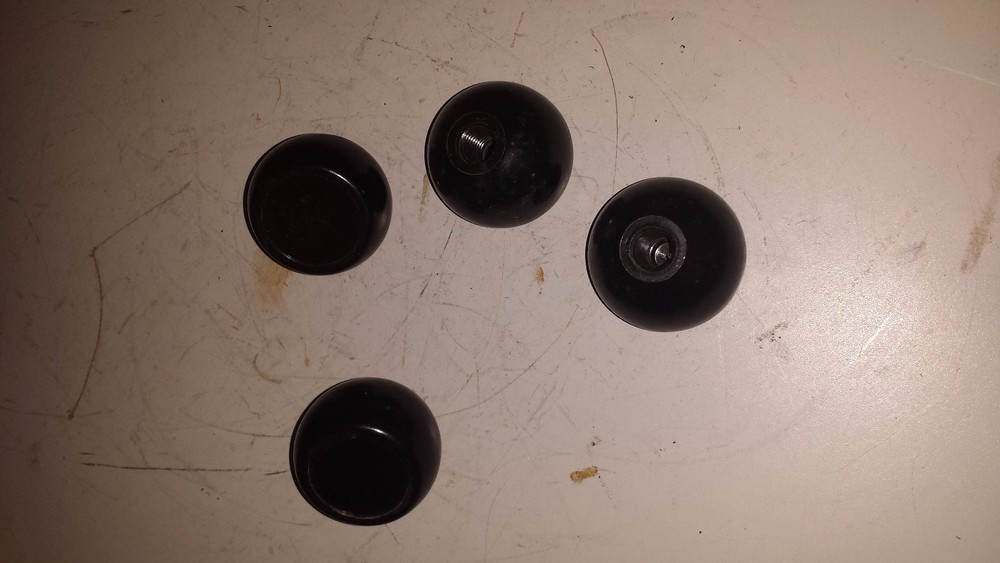 Lot of 10 Plastic Round W/ Flat Top Black Knobs 1/2" Thread, 2" Diameter