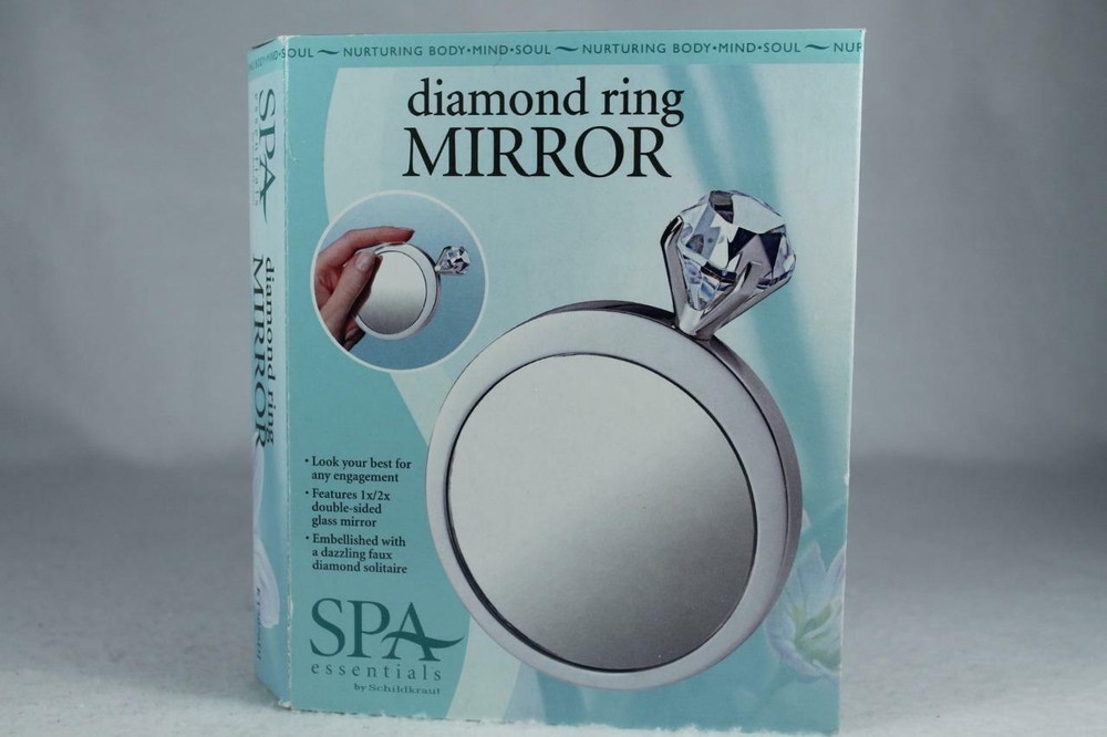 Faux Diamond Ring Magnifier Mirror With Pouch By Perfect Solutions New In Box