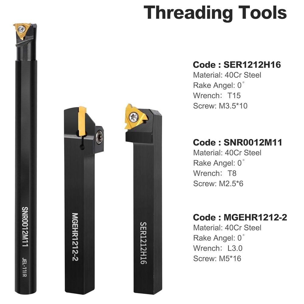7-Piece Indexable Lathe Tool Kit with 14 Carbide Inserts for Precision Machining