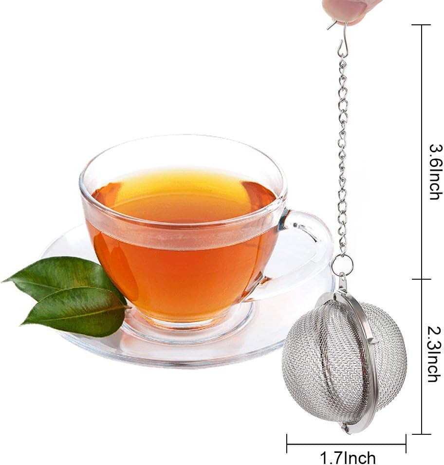 2PCS Stainless Steel Mesh Tea Infuser 2.1" Tea Ball Strainer with Hook