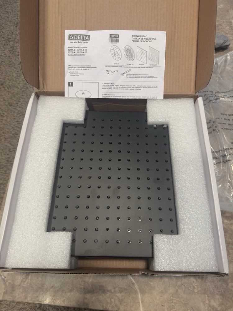 *NEW* Delta 52159-BL Single-Setting Metal Raincan Shower Head - Matte Black