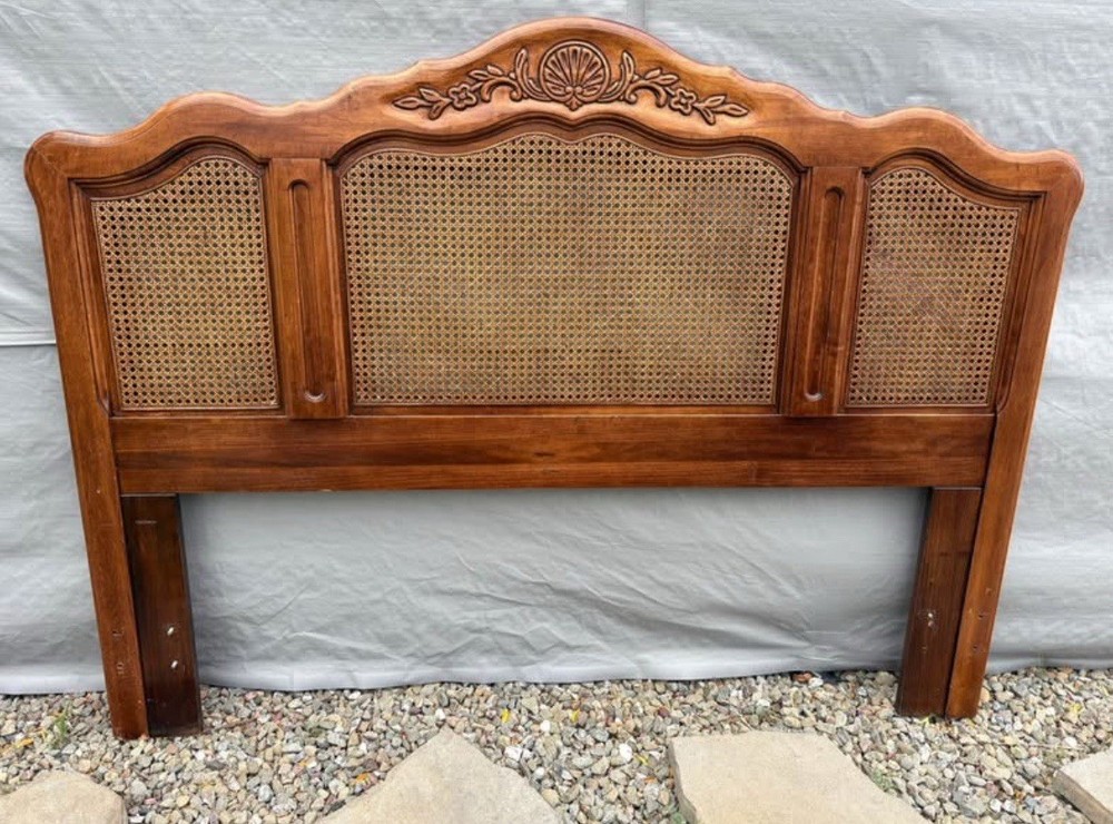 Drexel Dixie French Provincial Cane Headboard Queen Size