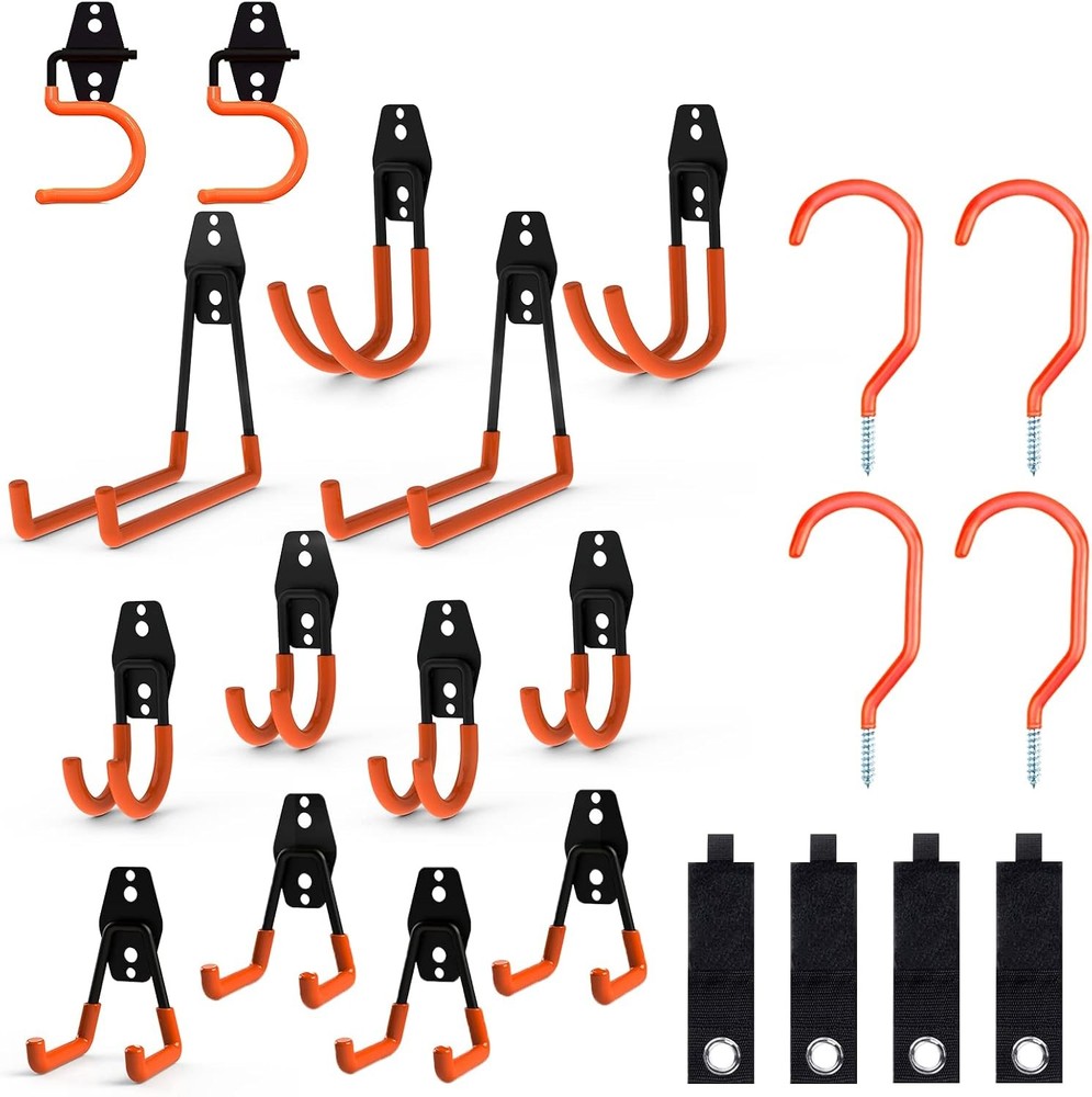 Intpro Garage Hooks 22 Pack Heavy Duty 22Pack, Orange
