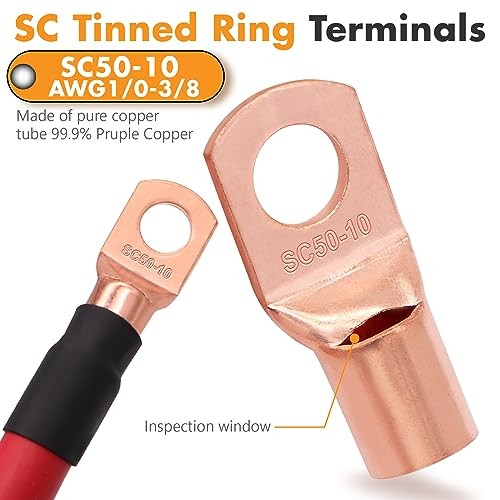 1/0 Gauge Red CCA Wire (20ft Single Roll) - Replacement Power Cable 20FT Red