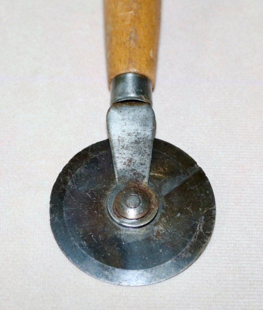 Fabric Cutting Tool 2” Diameter Wood Handle - Vintage