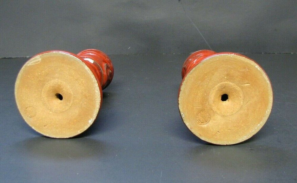 2 - Beautiful GUSTAVSBERG Red Candle Holders