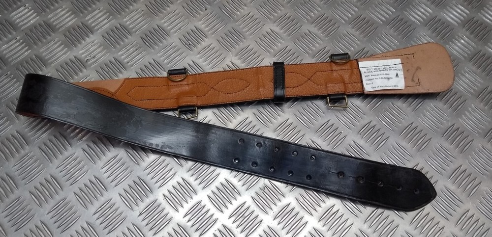 British Sam Browne Belt, Black Leather. No Buckle / Shoulder Strap Size 4