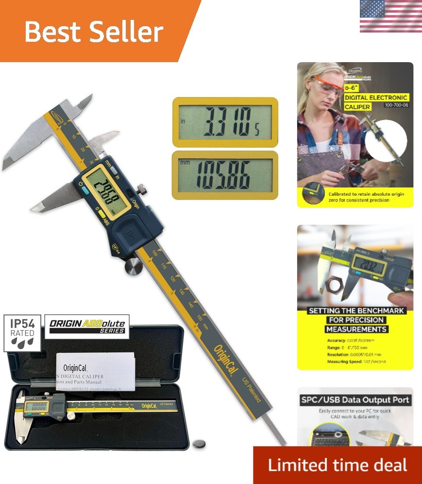 Effortless 0-6" Measurement - Digital Caliper with USB Output & LCD Display