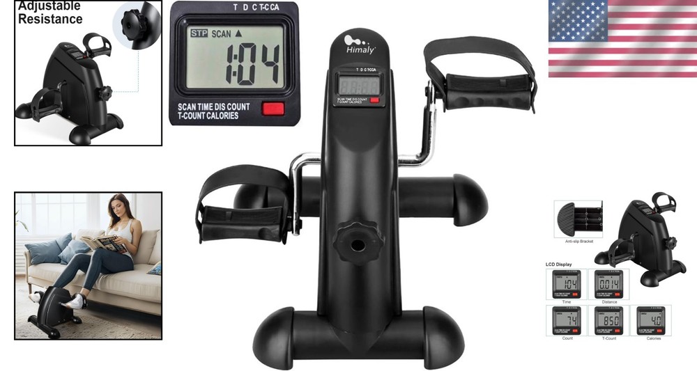 Compact Mini Exercise Bike with LCD, Adjustable Resistance for Home & Office