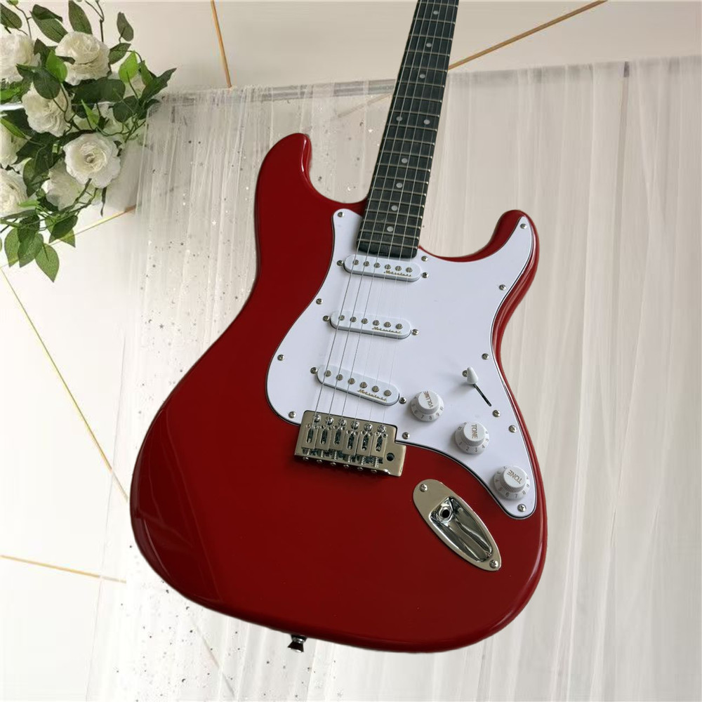 エレキギター、新品、色赤色、送料無料、空輸、高品質、音質優美、6弦