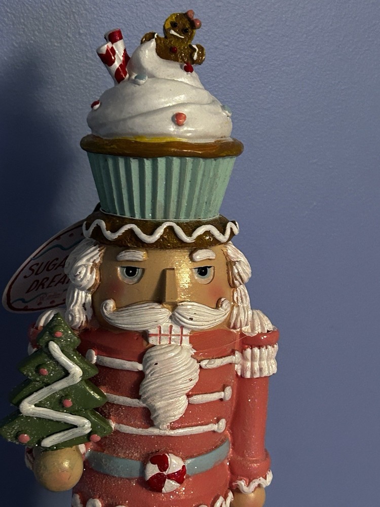 Christmas Candy Cupcake Nutcracker with Gingerbread Man New But Read!