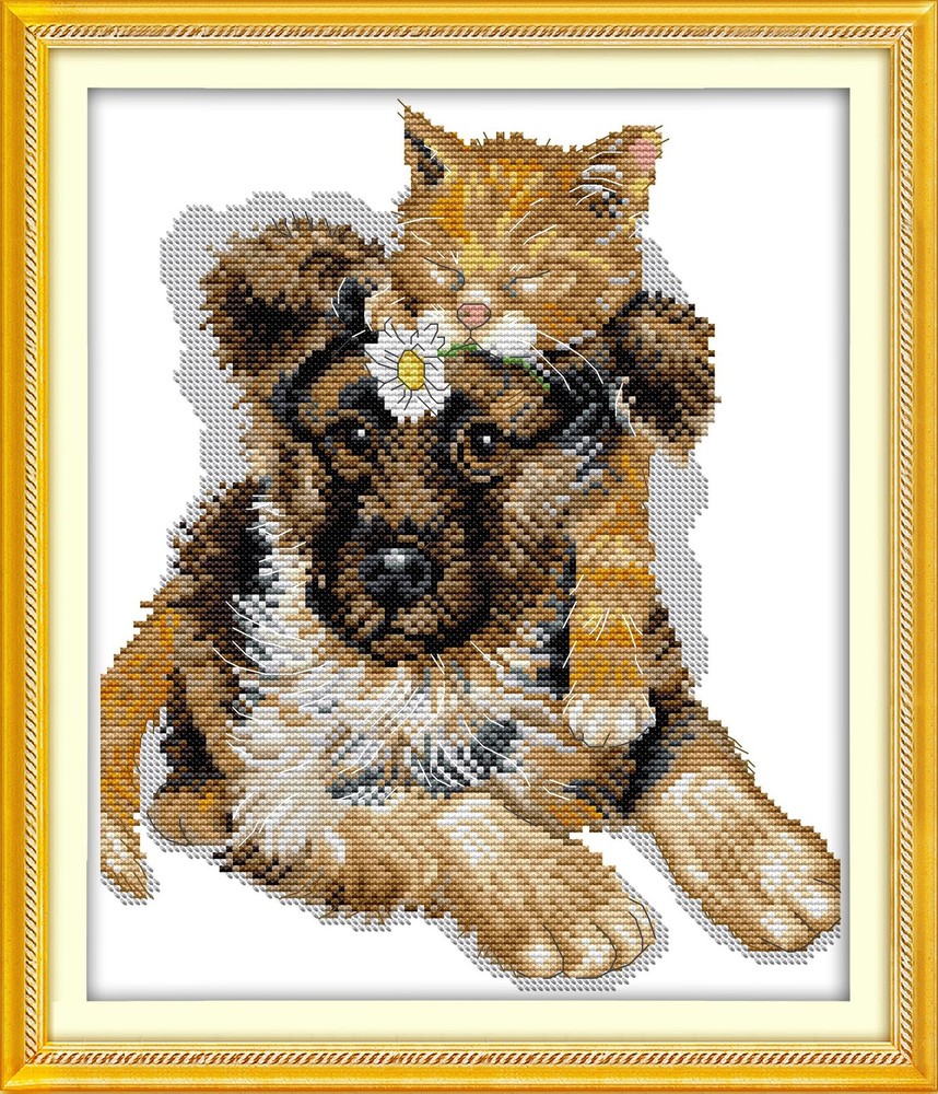 Howie's Cross Stitch Kits, 14CT Pre-Printed Pattern The Sleeping Cats