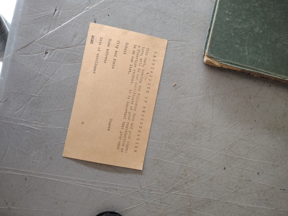 ANTIQUE STENOTYPE TYPING MACHINE WITH CASE BOOK COR