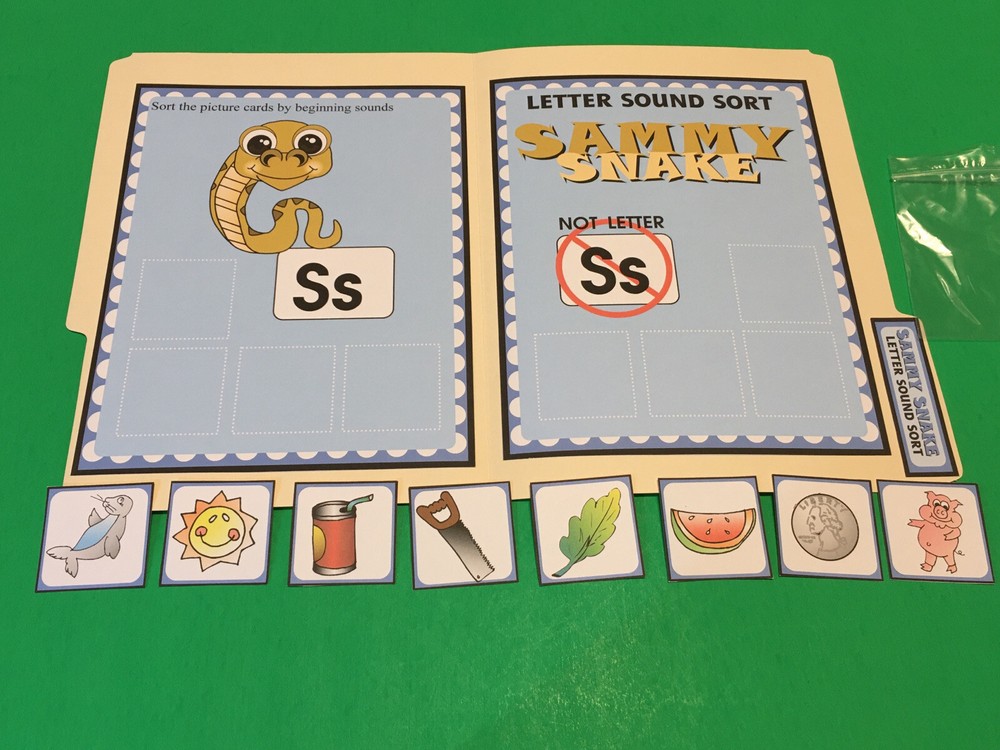 Sammy Snake - Letter Ss - DIY File Folder game - Printed / Uncut
