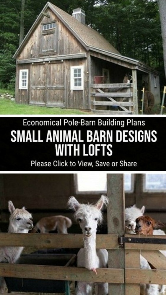 3 Small Animal Barn Designs- Complete Pole-Barn Construction Plans (B2)