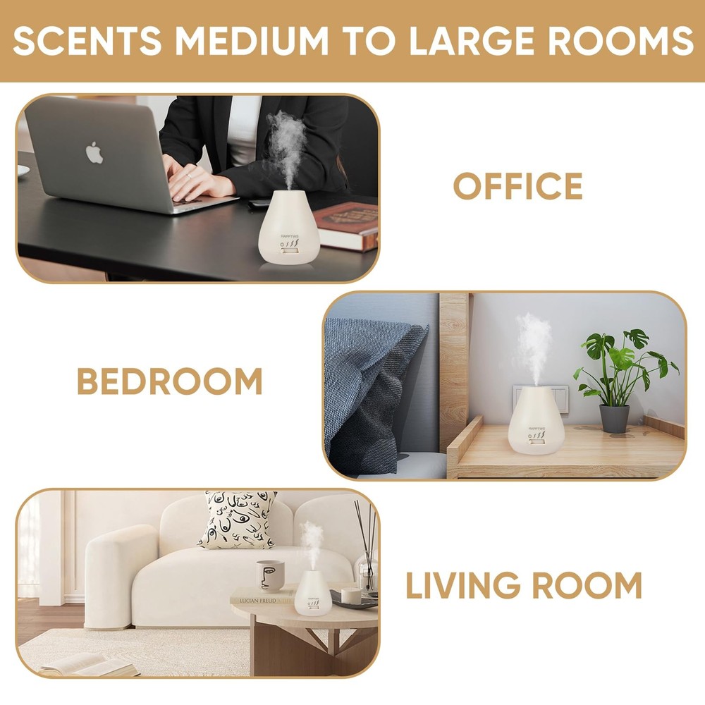 Waterless Essential Oil Diffuser - Battery Powered for Home Use, White