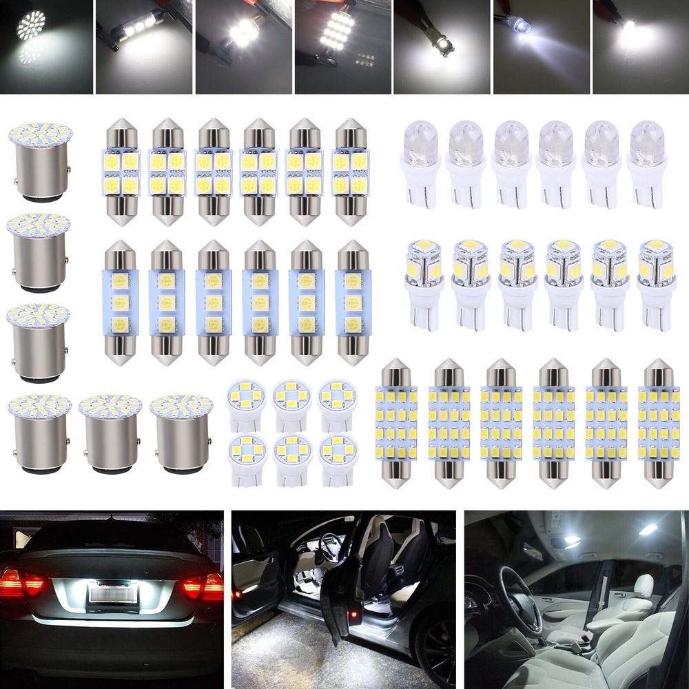 42PCS Car Interior Combo LED Map Dome Door Trunk License Plate Light Bulbs White