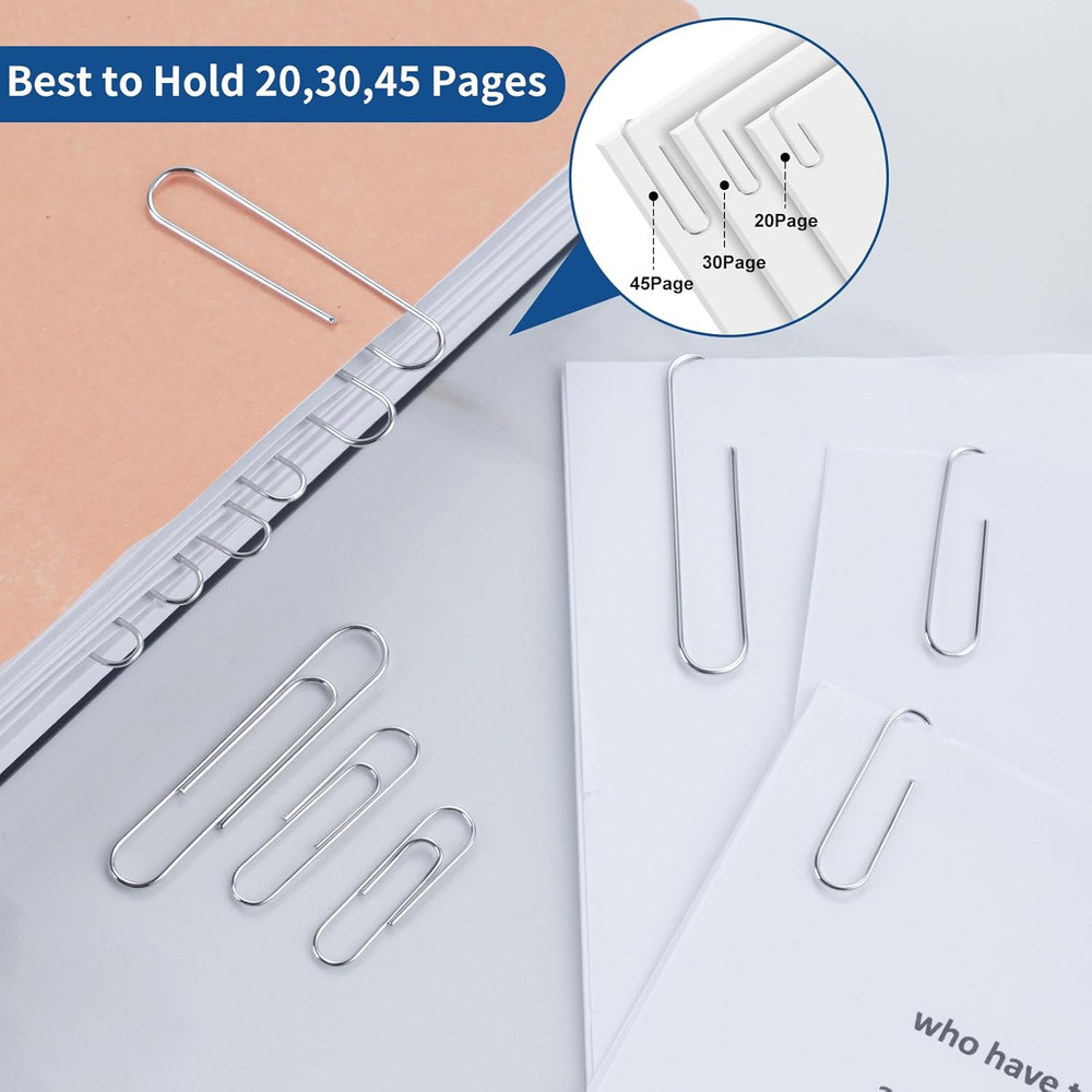 1800 Paper Clips Assorted Sizes Large, Medium and Small, Durable and Rustproof,