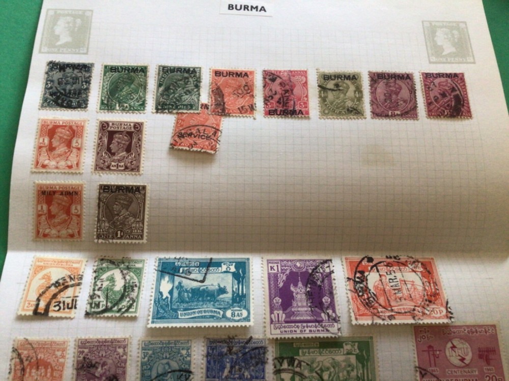 Burma stamps on folded page A17764