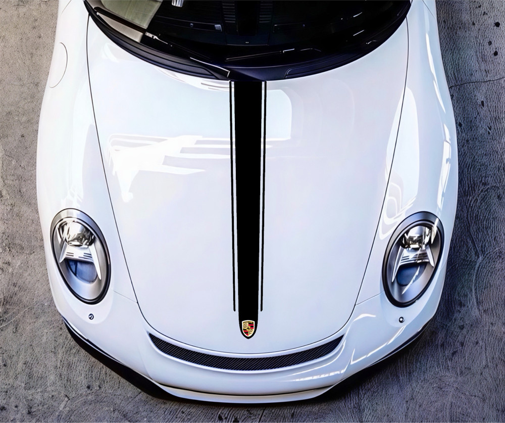 Custom Three Stripe Solid Hood Decal Graphic For 911 2012-2019 991 Porsche