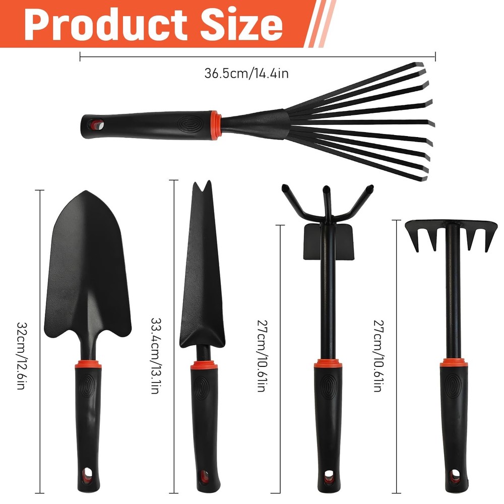 5 Pcs Set Weed Puller Tool,Hand Weeder Tool,Includes Rake, Shovel, Hand Hoe, ...