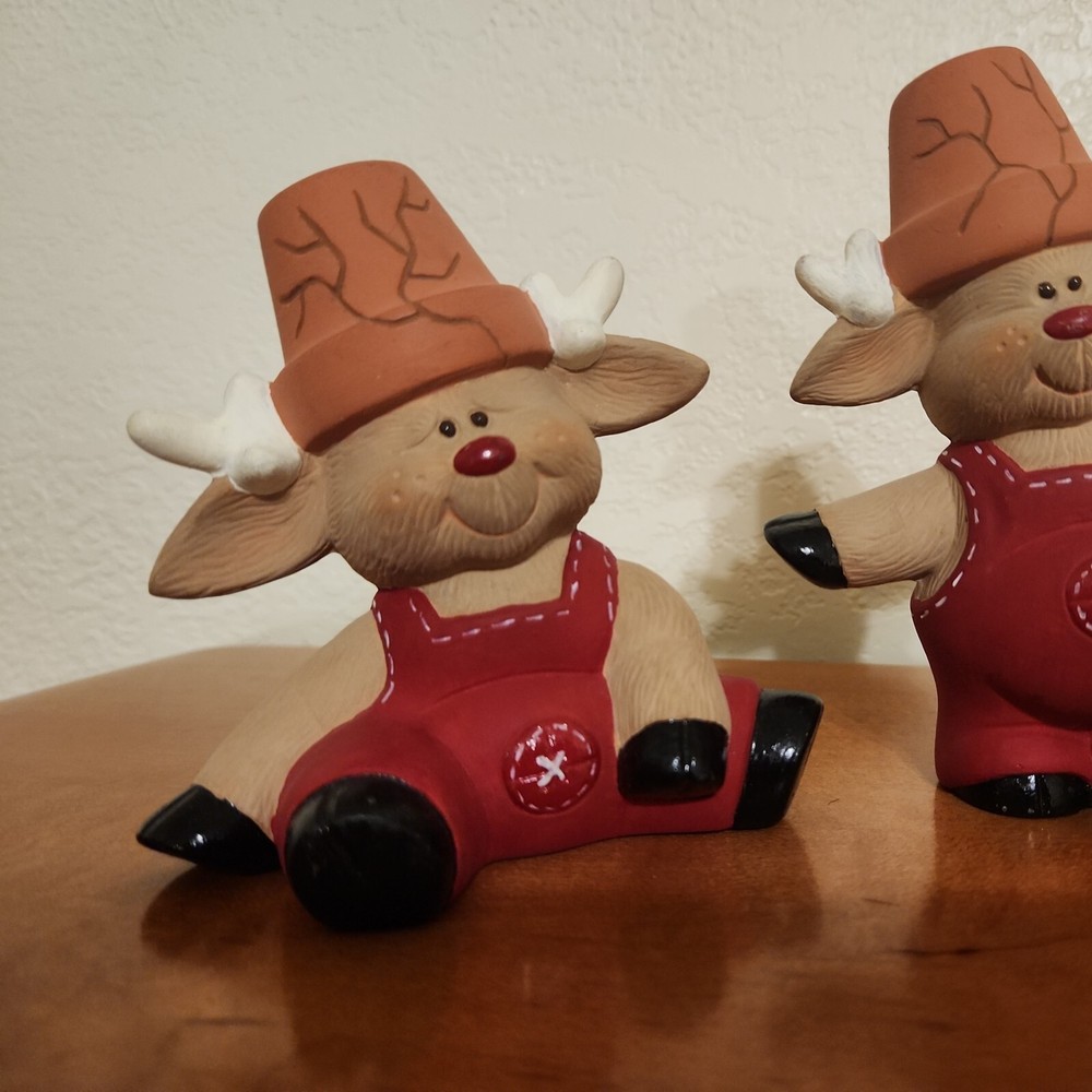 3 Crack Pot Reindeer Ceramic Bisque Painted