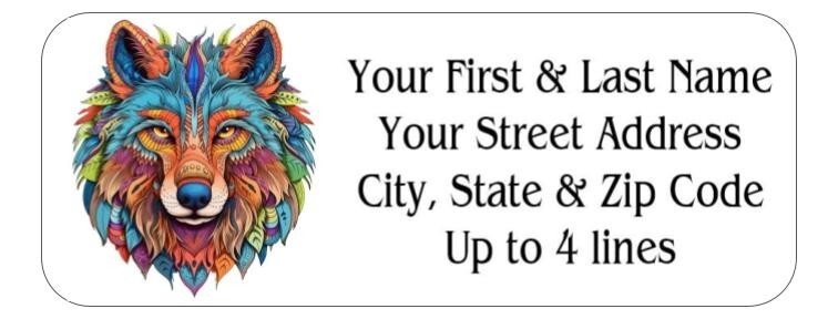150 Wolf Face Zentangle Design Colors Mailing Return Address Labels Personalized