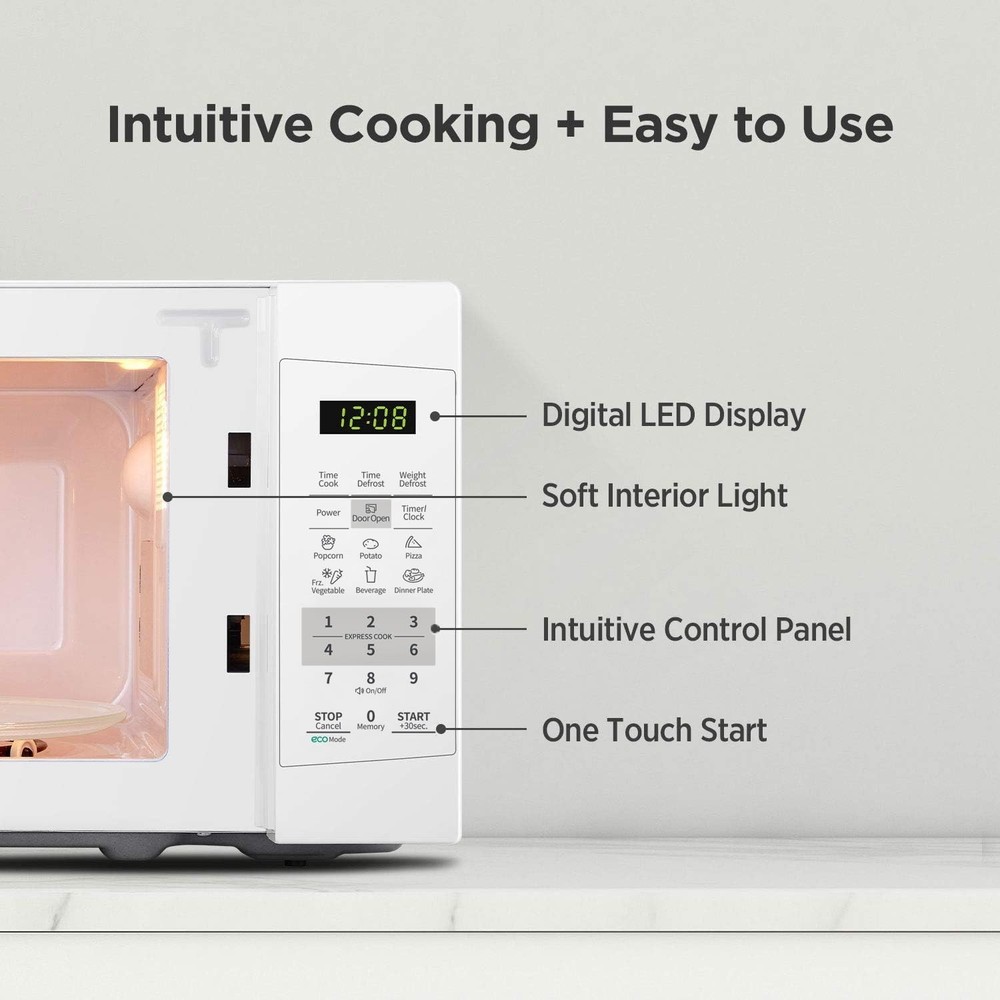 Energy-Efficient 700W Countertop Microwave with Sound Control & ECO Function