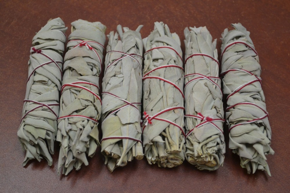 6 PCS CALIFORNIA WHITE SAGE BUNDLE SMUDGE INCENSE 4"